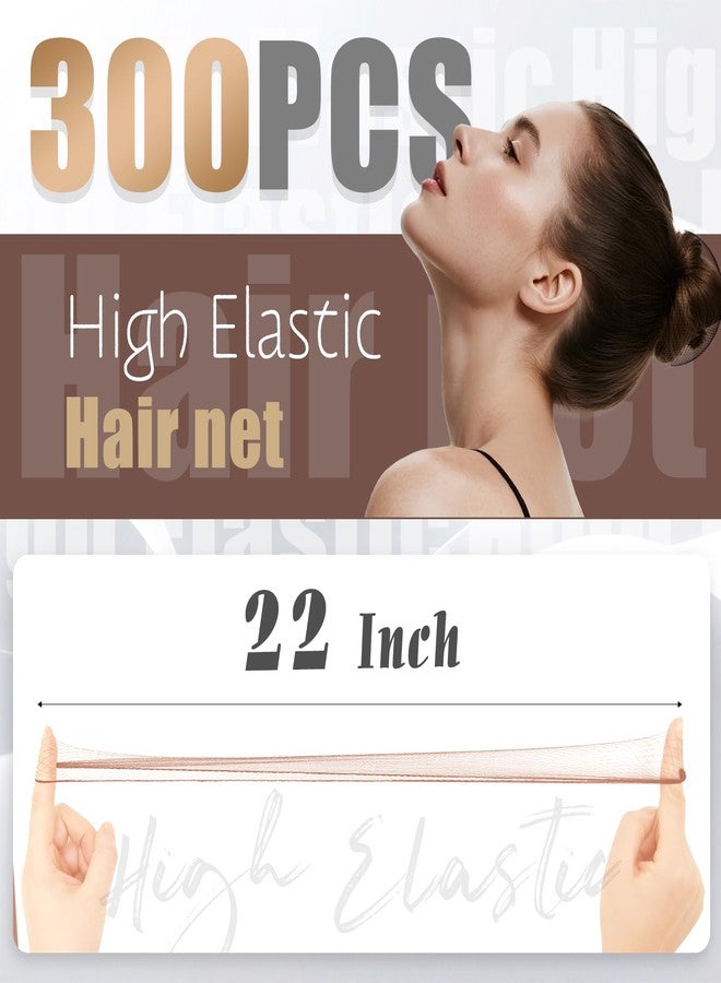 Smilco Hair Net Set: 300 Pieces 22-Inch Brown Nets, For Food Service, Bun Making, Ballet - Image 2